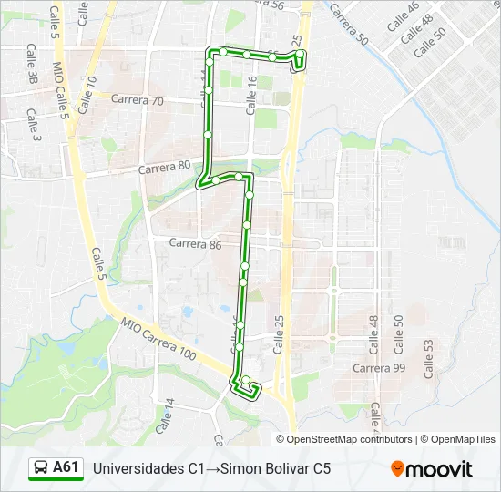A61 Bus Line Map