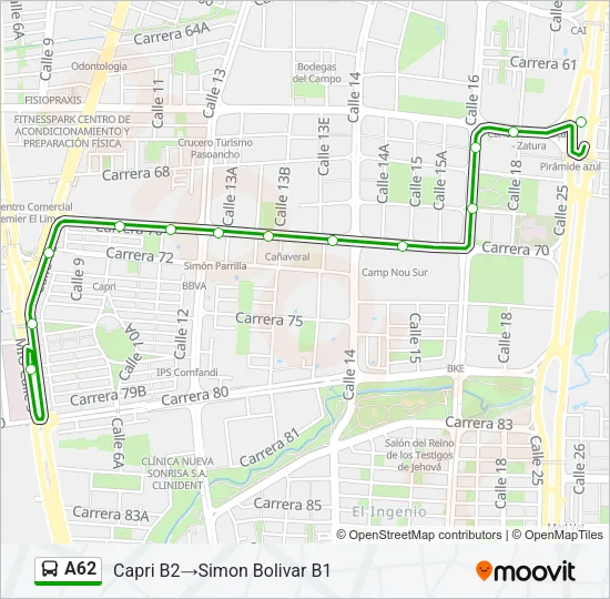 A62 Bus Line Map