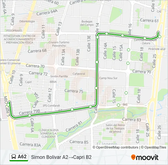 A62 Bus Line Map