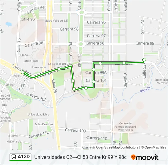 A13D Bus Line Map