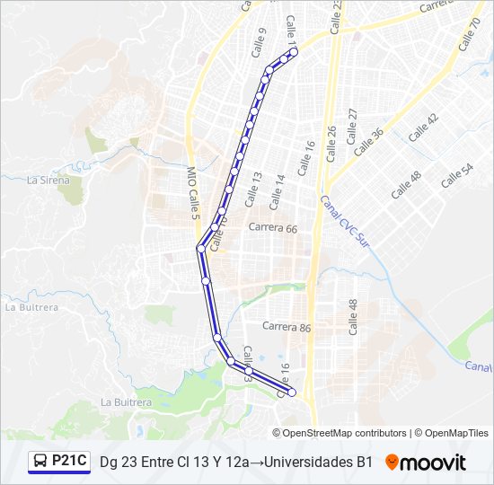 Mapa de P21C de autobús