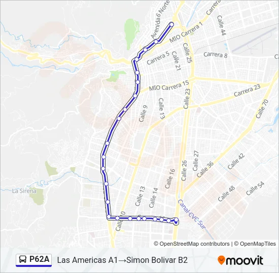 P62A Bus Line Map