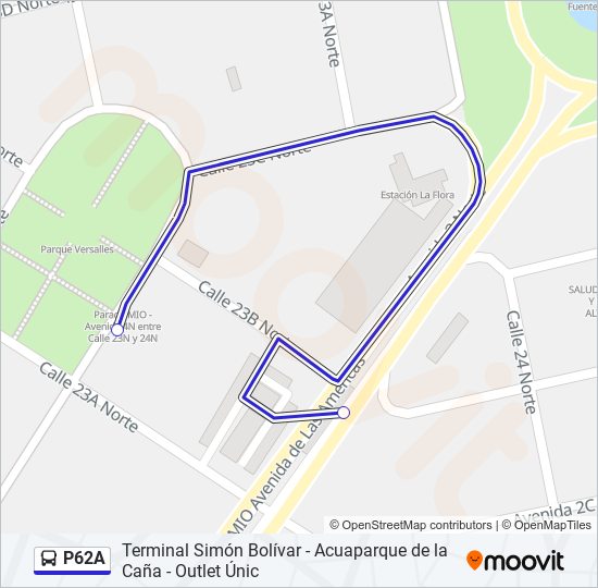 Mapa de P62A de autobús