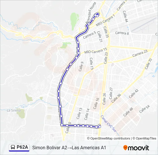 P62A Bus Line Map