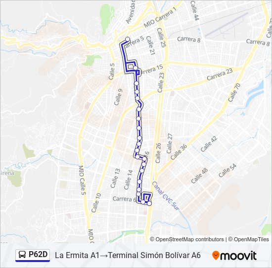 Mapa de P62D de autobús