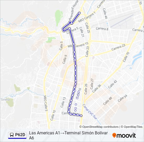 Mapa de P62D de autobús