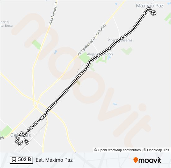Mapa de 502 B de Colectivo