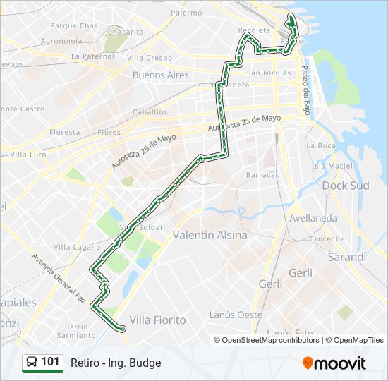 101 colectivo Line Map