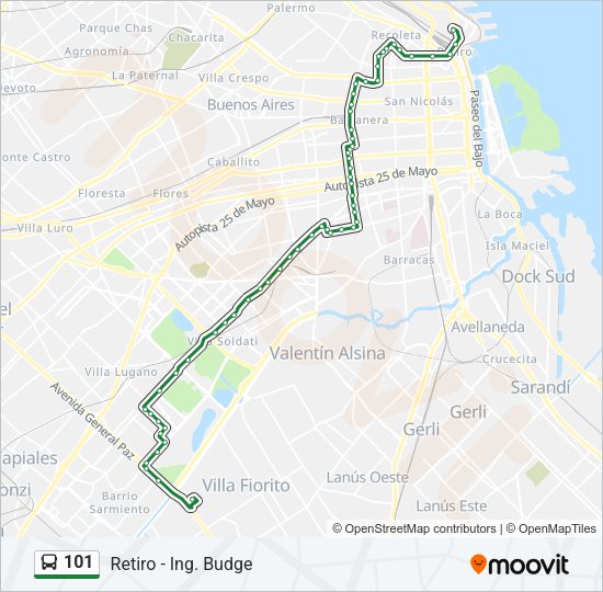Mapa de 101 de Colectivo