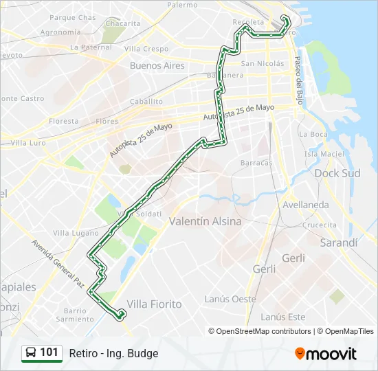 101 Colectivo Line Map