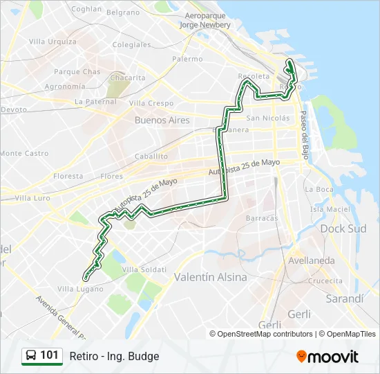 101 Colectivo Line Map