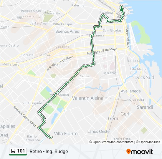 101 Colectivo Line Map