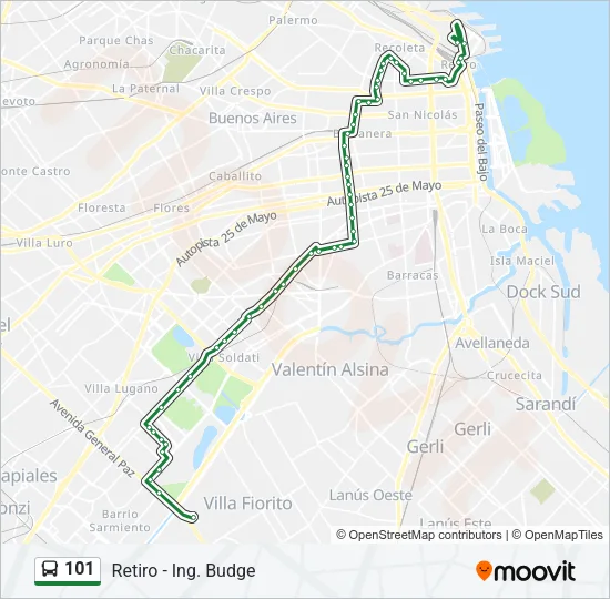 101 Colectivo Line Map