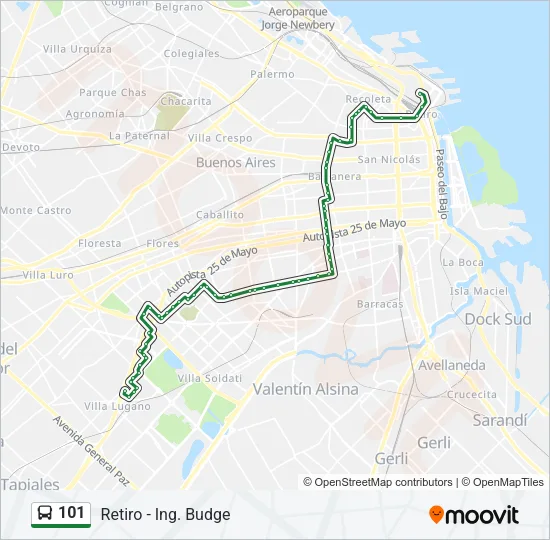 101 Colectivo Line Map