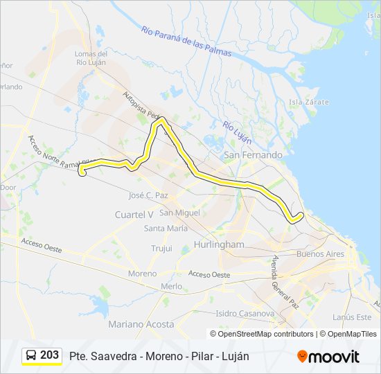 Mapa de 203 de colectivo