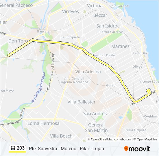 Mapa de 203 de colectivo