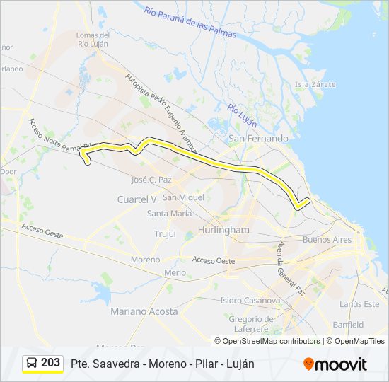 Mapa de 203 de colectivo