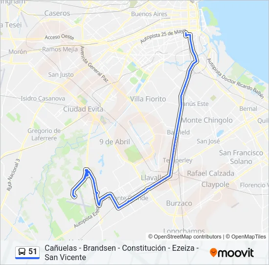 51 Colectivo Line Map