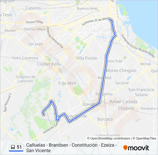 51 Colectivo Line Map