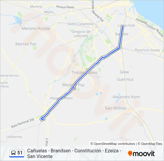 51 Colectivo Line Map