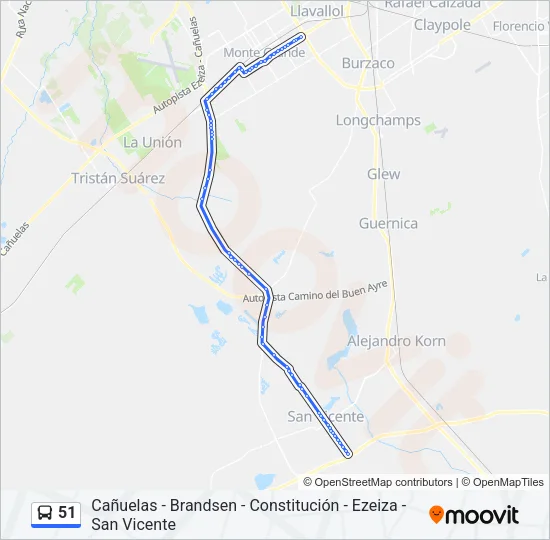 51 Colectivo Line Map