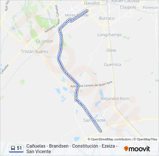51 Colectivo Line Map