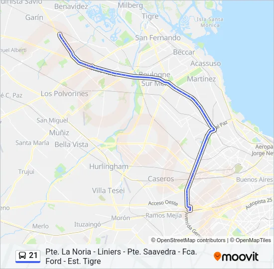 21 Colectivo Line Map