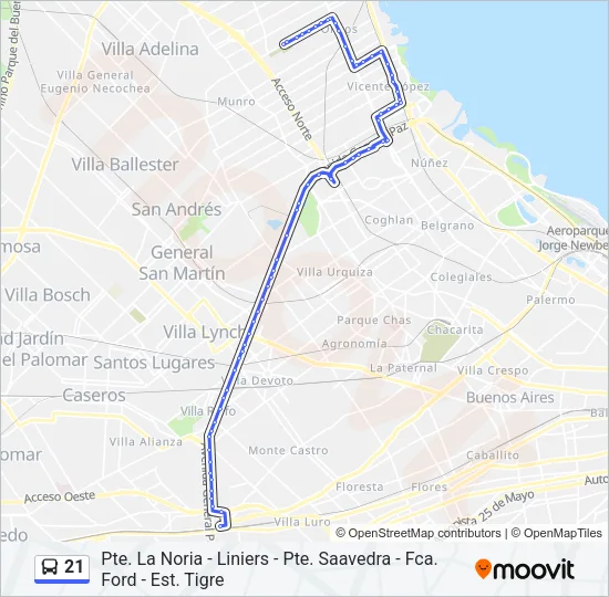 21 Colectivo Line Map