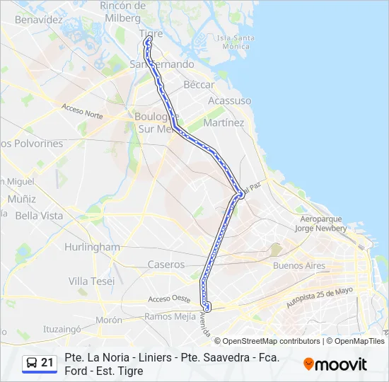 21 Colectivo Line Map