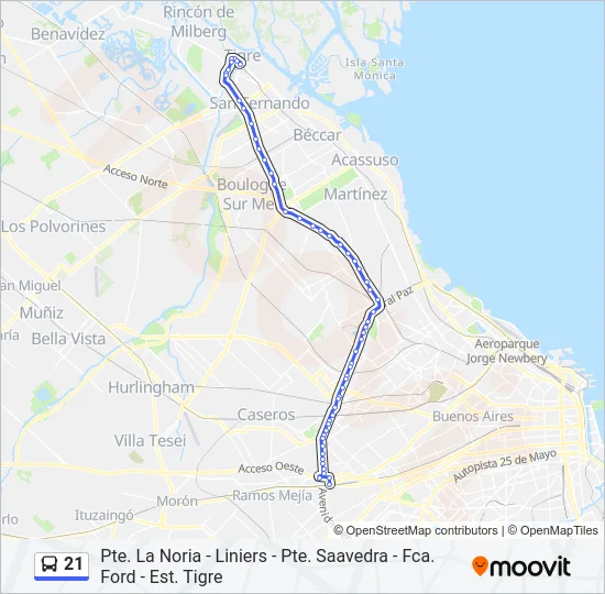 21 Colectivo Line Map