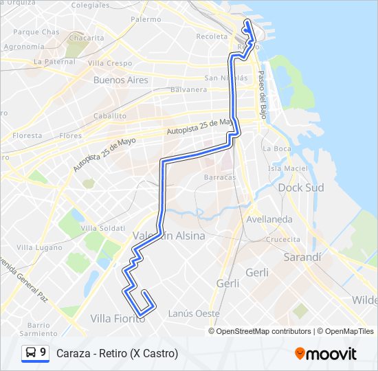 9 Colectivo Line Map