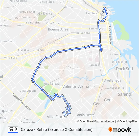 9 Colectivo Line Map