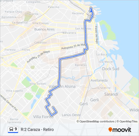 9 Colectivo Line Map