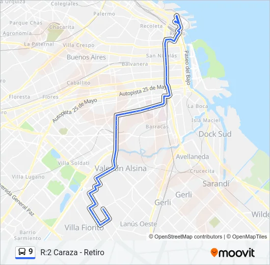 9 Colectivo Line Map