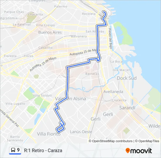 9 Colectivo Line Map