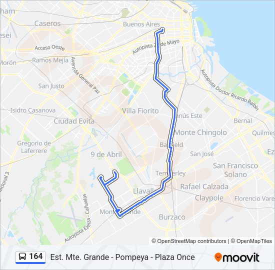 Mapa de 164 de Colectivo
