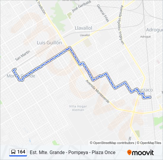 Mapa de 164 de Colectivo