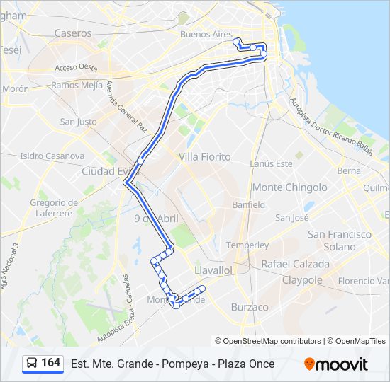 Mapa de 164 de Colectivo