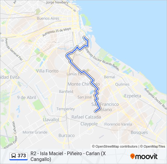 Mapa de 373 de Colectivo