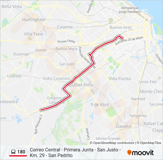 180 Colectivo Line Map