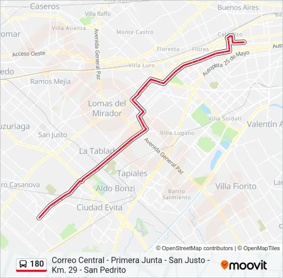 180 Colectivo Line Map