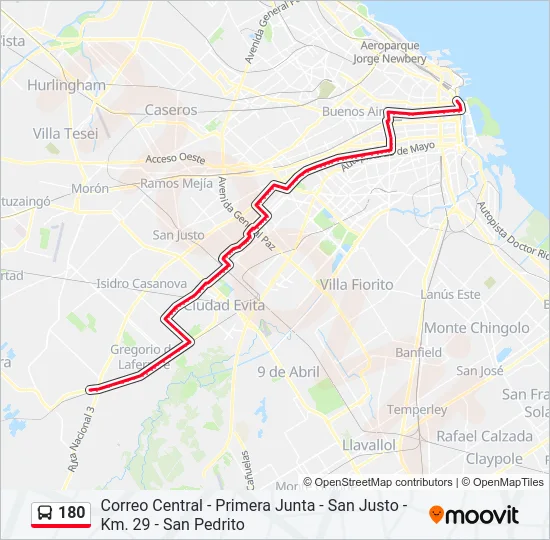 180 Colectivo Line Map