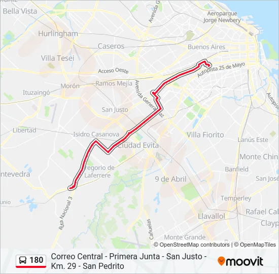 180 Colectivo Line Map