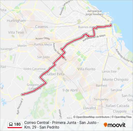 180 Colectivo Line Map