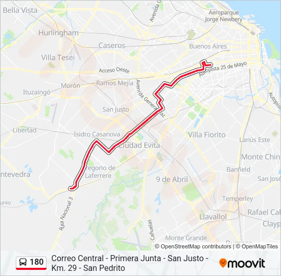 180 Colectivo Line Map