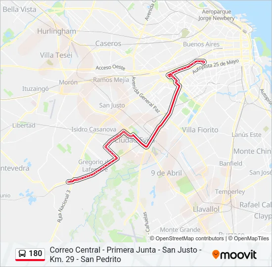 180 Colectivo Line Map