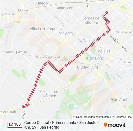180 Colectivo Line Map