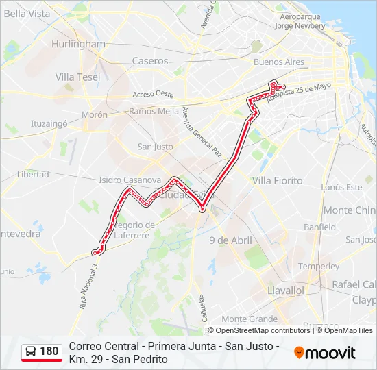 180 Colectivo Line Map