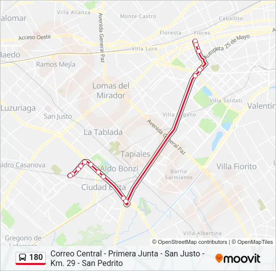 180 Colectivo Line Map