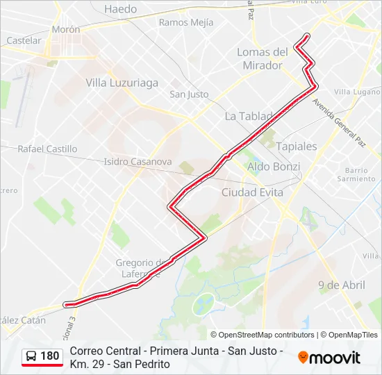 180 Colectivo Line Map